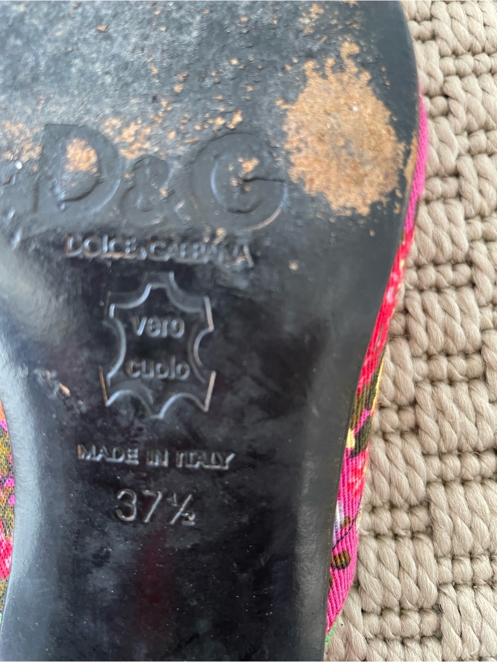 D&G Pink Floral Pointed-Toe Mules with Green Heel vintage - Picture 7 of 10